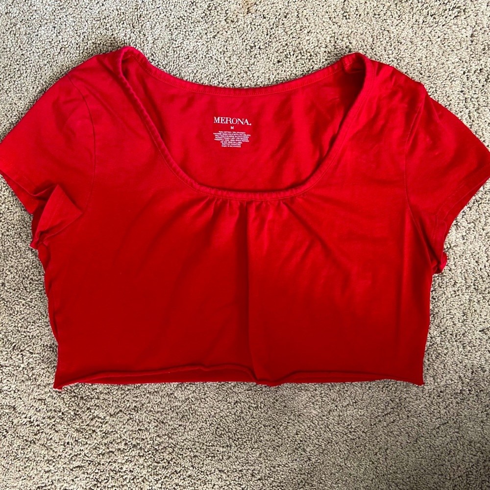y2k red cropped tee❤️✨